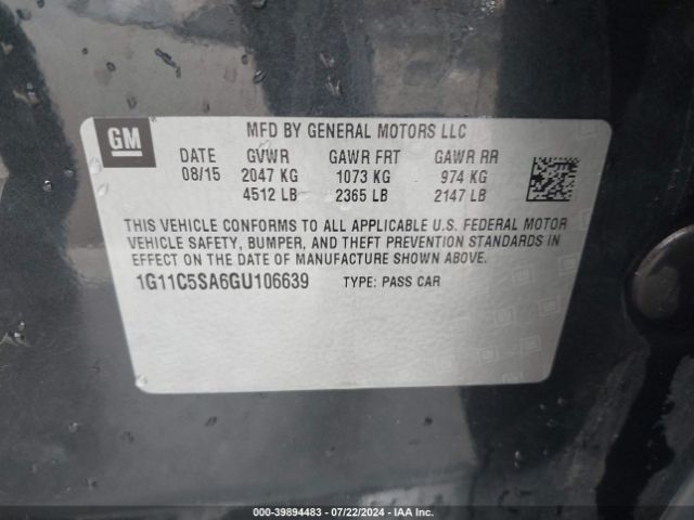 1G11C5SA6GU106639 Chevrolet Malibu Limited Lt