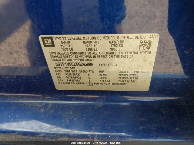 GMC Sierra 1500 Slt 2014 3GTP1VECXEG245886 Image 9