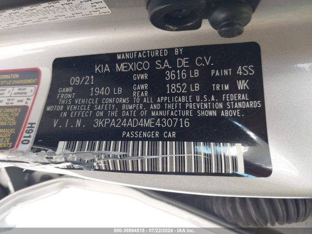 KIA RIO LX 2021 3KPA24AD4ME430716 Image 9
