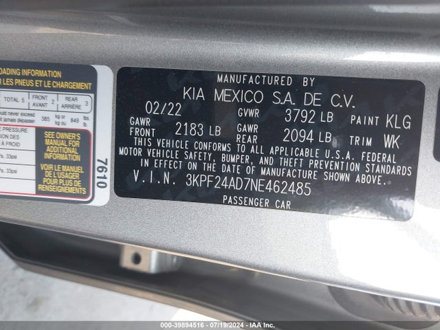 KIA Forte Lxs 2022 3KPF24AD7NE462485 Image 9