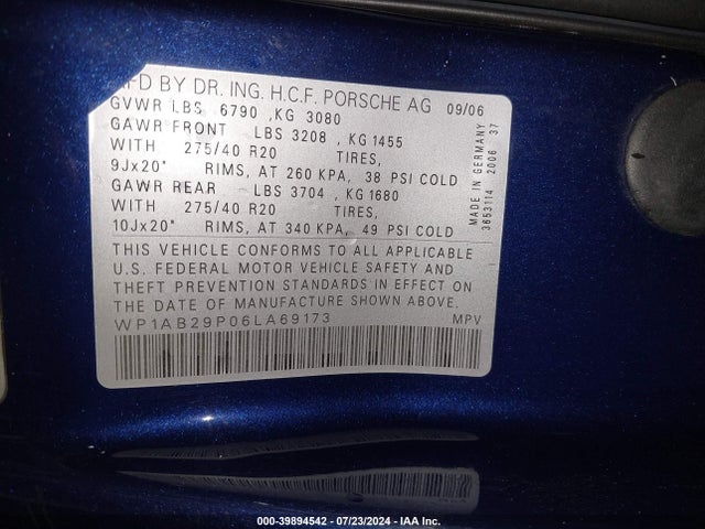 2006 PORSCHE CAYENNE WP1AB29P06LA69173 Photo 8