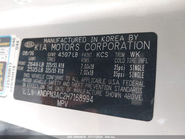 KIA Sportage Ex 2017 KNDPN3AC2H7168994 Image 9
