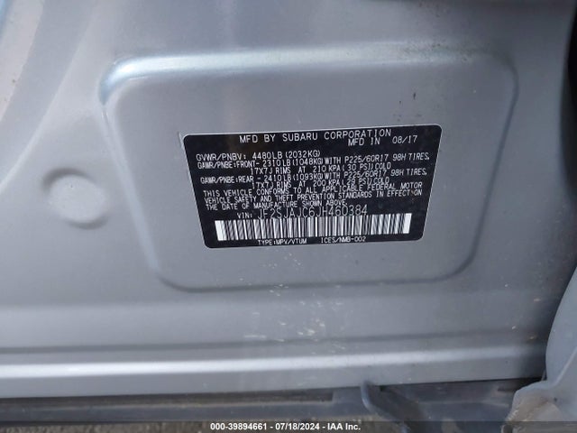 JF2SJAJC6JH460384 Subaru Forester 2.5i Limited
