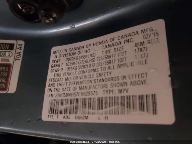2HKRM4H57FH629575 Honda CR-V EX