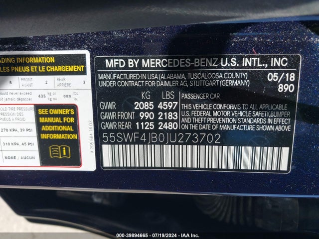 Mercedes-Benz C 300 2018 55SWF4JB0JU273702 Image 9