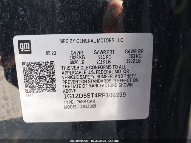Chevrolet MALIBU LT 2024 1G1ZD5ST4RF109239 Image 9