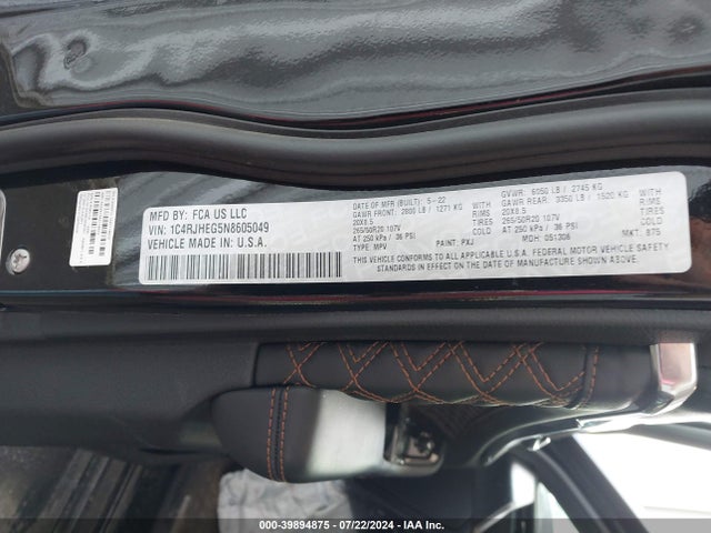 1C4RJHEG5N8605049 Jeep Grand Cherokee Summit 4x4