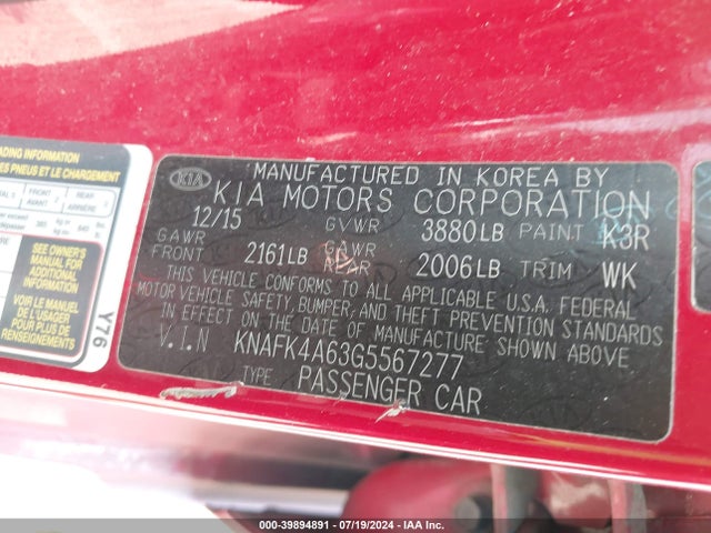 KIA FORTE LX 2016 KNAFK4A63G5567277 Image 9