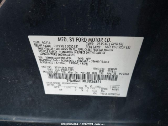 2FMHK6DT0EBD26824 Ford Flex Limited