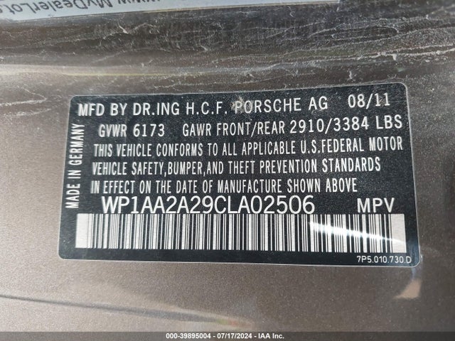 2012 PORSCHE CAYENNE WP1AA2A29CLA02506 Photo 8