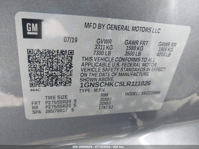 Chevrolet Suburban 2wd Lt 2020 1GNSCHKC5LR111026 Image 9