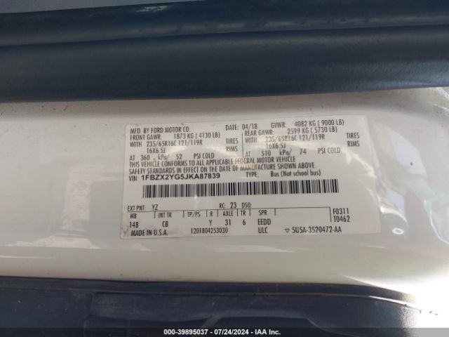 1FBZX2YG5JKA87839 Ford Transit-350 Xlt