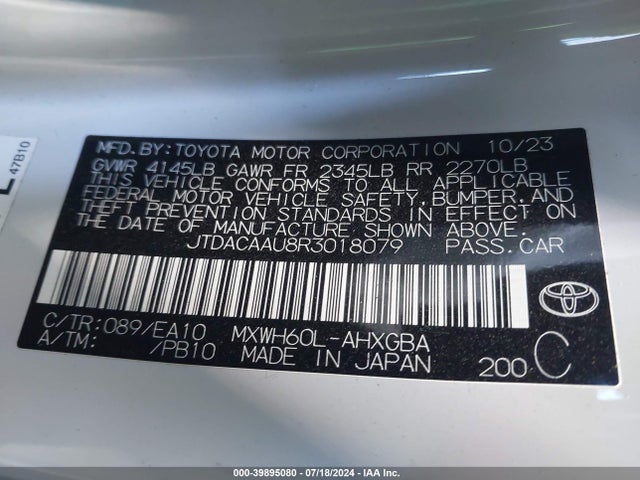 Toyota PRIUS XLE 2024 JTDACAAU8R3018079 Image 9