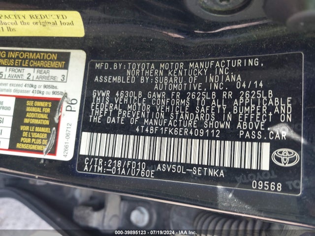 Toyota CAMRY LE 2014 4T4BF1FK6ER409112 Image 9