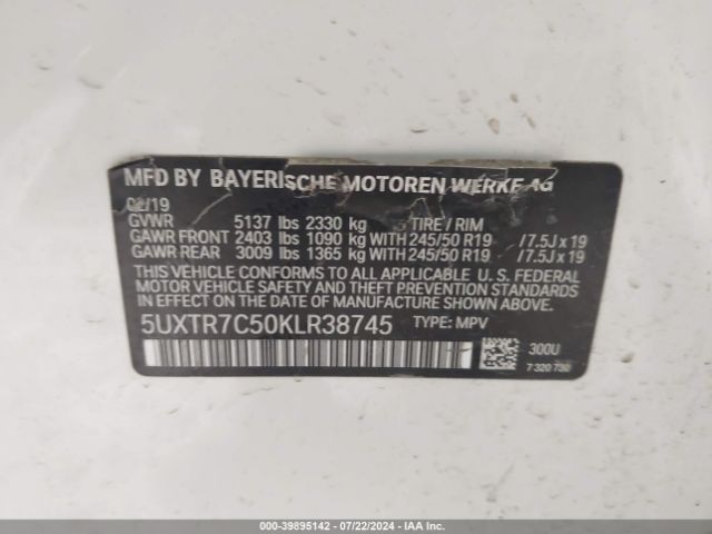 5UXTR7C50KLR38745 BMW X3 Sdrive30i