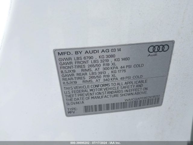 WA1CGAFE9ED018251 Audi Q7 3.0t Premium