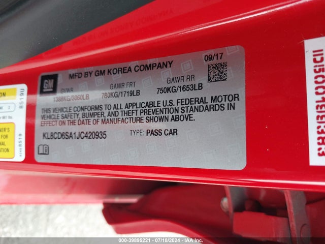 Chevrolet Spark 1lt Cvt 2018 KL8CD6SA1JC420935 Image 9