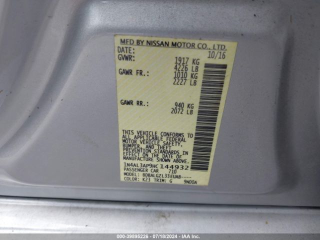 1N4AL3AP9HC144932 Nissan Altima 2.5/2.5 S/2.5 Sl/2.5 Sr/2.5 Sv