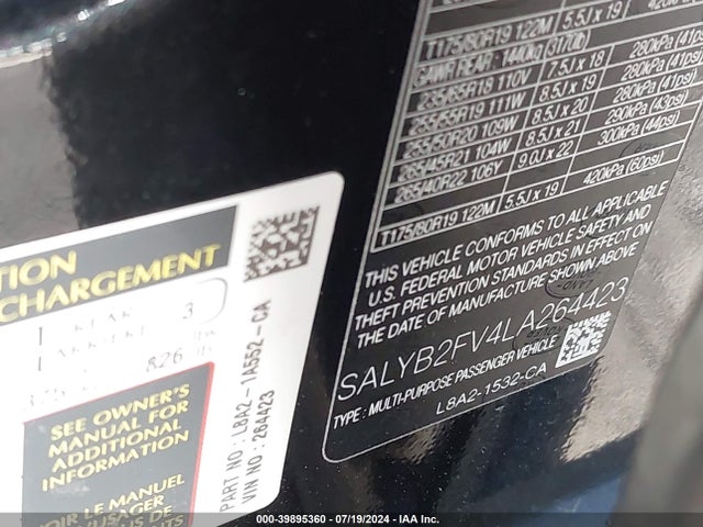 SALYB2FV4LA264423 Land Rover Range Rover Velar P340 S