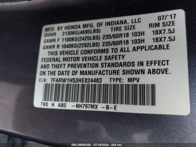 7FARW1H53HE024483 Honda CR-V EX