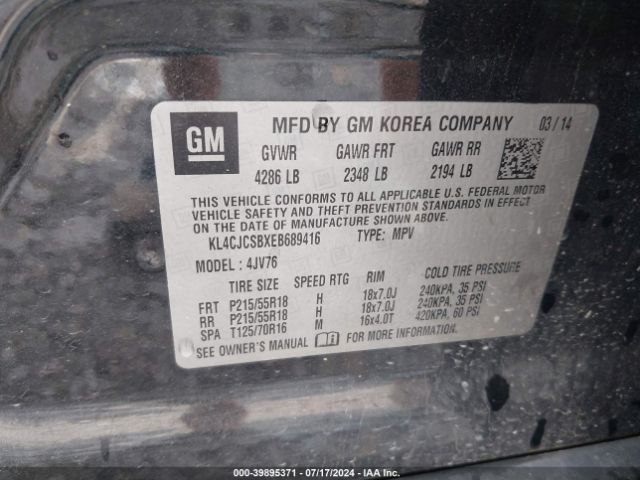 KL4CJCSBXEB689416 Buick Encore Leather