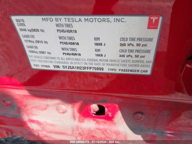 5YJSA1H23FFP75999 Tesla Model S 70d/85d/p85d