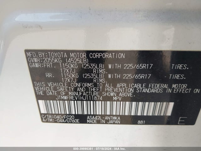 Toyota Rav4 Xle 2017 JTMWFREV1HJ111874 Image 9