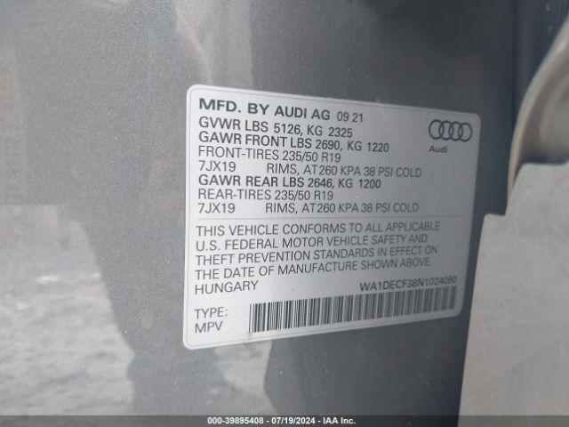 WA1DECF38N1024080 Audi Q3 Premium 45 Tfsi S Line Quattro Tiptronic