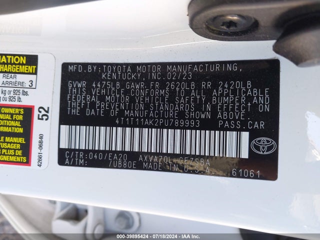 Toyota CAMRY SE 2023 4T1T11AK2PU789993 Image 9