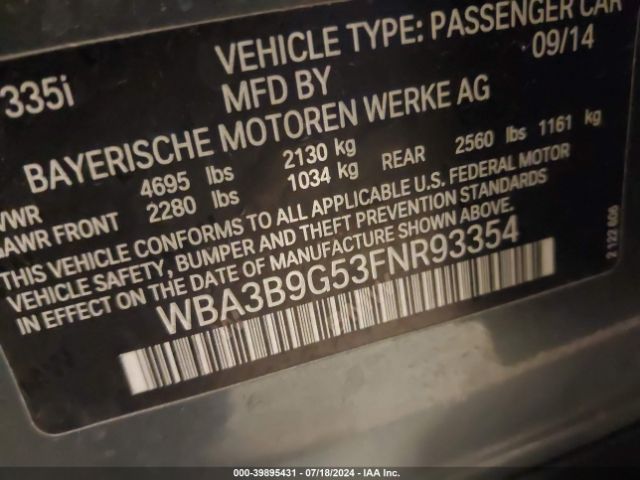 WBA3B9G53FNR93354 BMW 335i Xdrive
