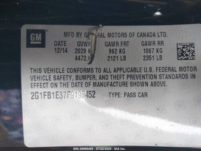 2G1FB1E37F9198452 Chevrolet Camaro 2ls