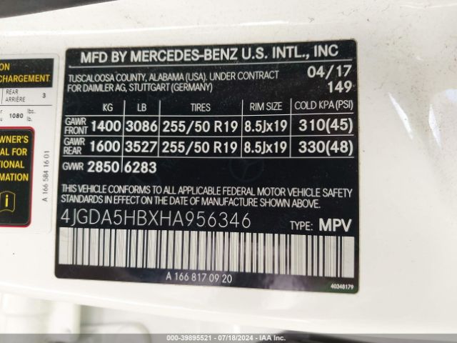 4JGDA5HBXHA956346 Mercedes-Benz Gle 350 4matic