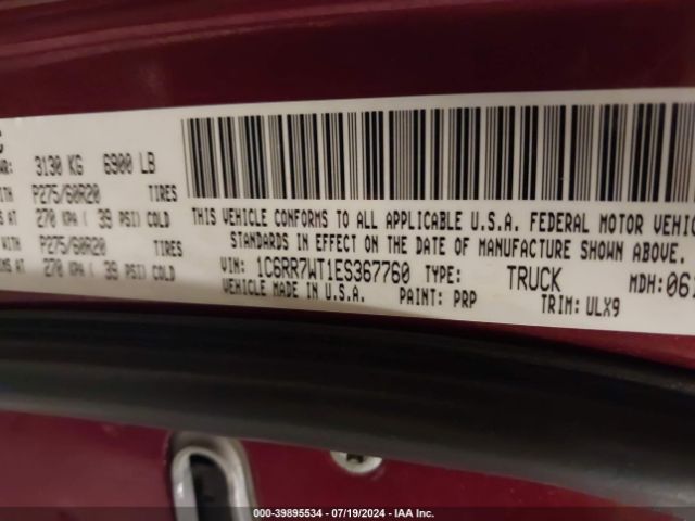 1C6RR7WT1ES367760 RAM 1500 Longhorn Limited