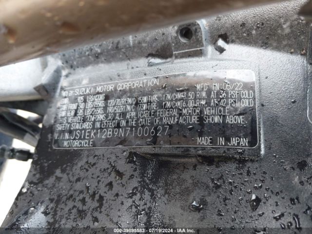 2022 SUZUKI GSX1000 JS1EK12B9N7100627 Photo 9