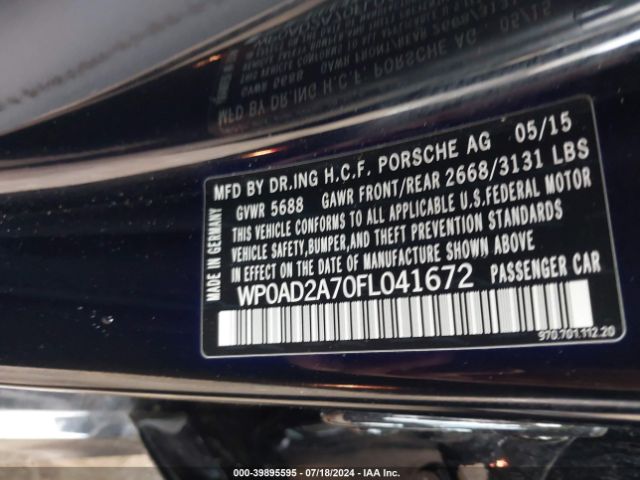 WP0AD2A70FL041672 Porsche Panamera E-hybrid S