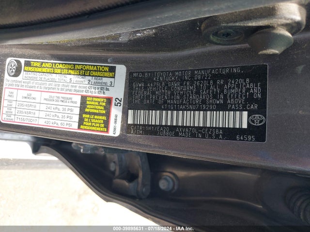 Toyota CAMRY SE 2022 4T1G11AK5NU719290 Image 9