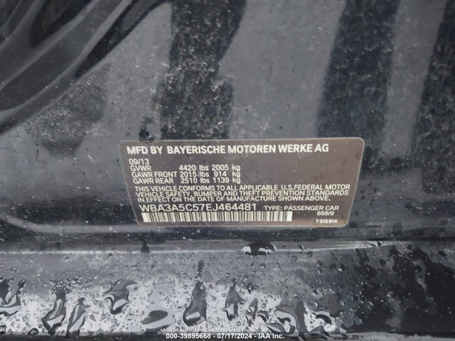 BMW 328I 2014 WBA3A5C57EJ464481 Image 9