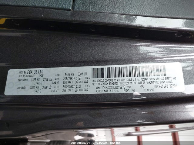 1C4HJXDG0JW115275 Jeep Wrangler Unlimited Sport S 4x4
