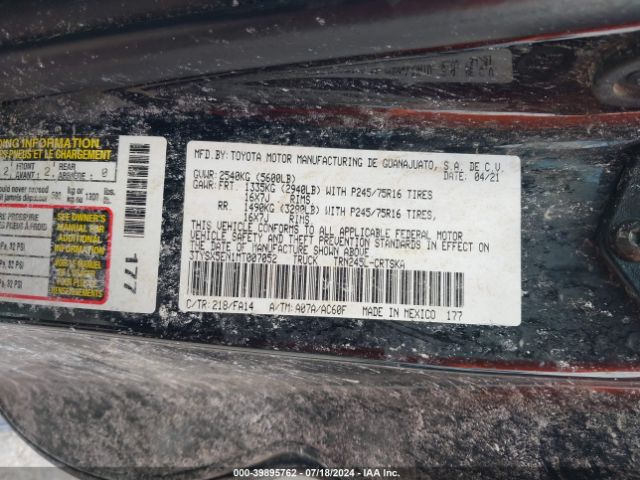 3TYSX5EN1MT007052 Toyota Tacoma Sr