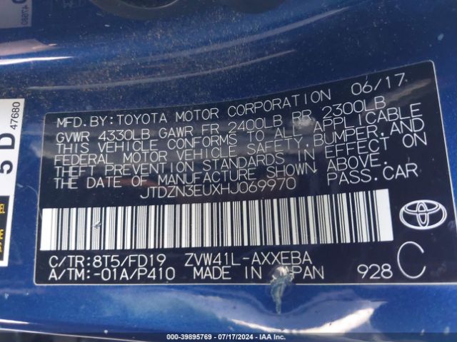 JTDZN3EUXHJ069970 Toyota Prius V Three