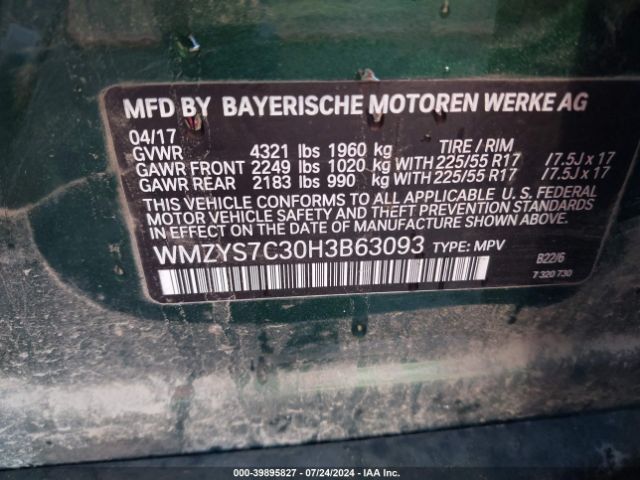 WMZYS7C30H3B63093 Mini Countryman Cooper