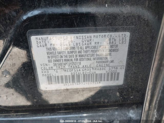 3N1AB7AP7JY253118 Nissan SENTRA S