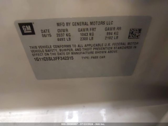 1G11C5SL3FF342315 Chevrolet MALIBU 1LT