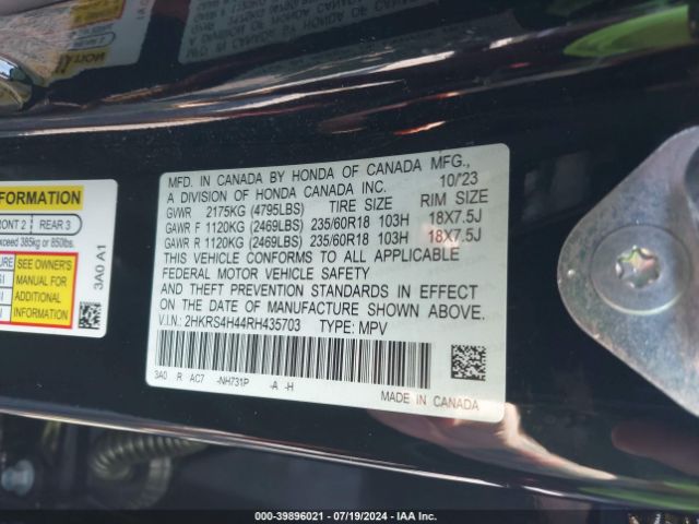 2HKRS4H44RH435703 Honda Cr-v Ex Awd
