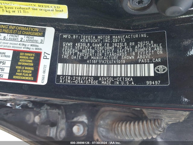 Toyota CAMRY SE 2014 4T1BF1FK7EU741019 Image 8