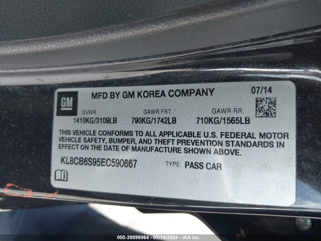 Chevrolet Spark Ls Auto 2014 KL8CB6S95EC590667 Image 9