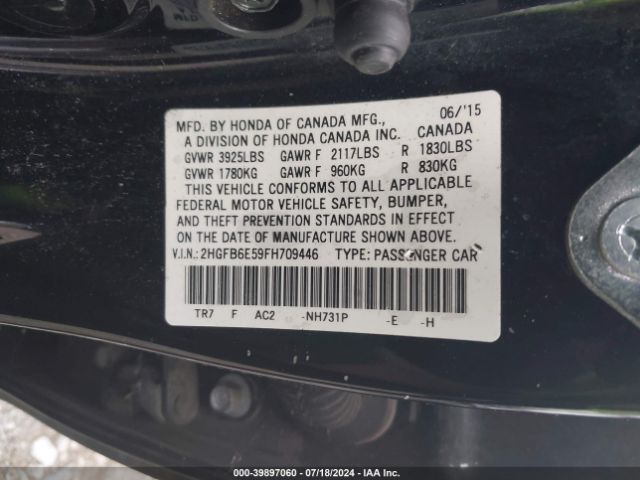 2HGFB6E59FH709446 Honda CIVIC SI