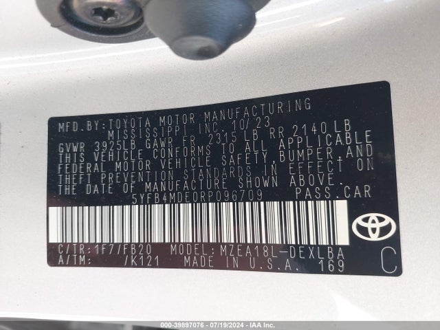 Toyota COROLLA LE 2024 5YFB4MDE0RP096709 Image 9