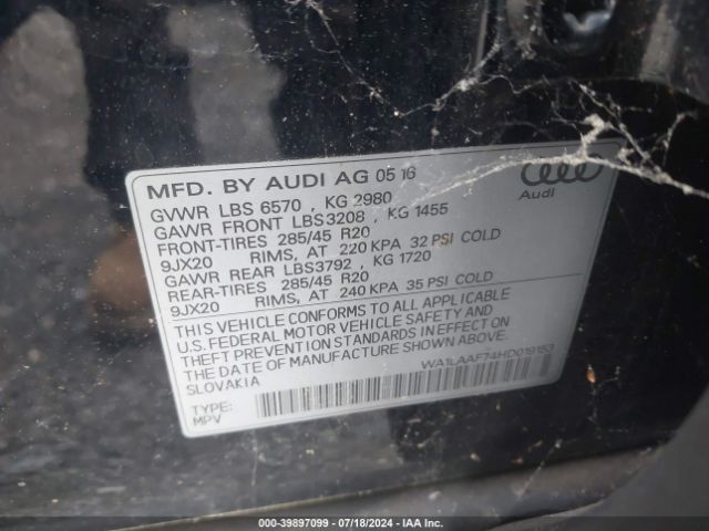 WA1LAAF74HD019153 Audi Q7 3.0t Premium