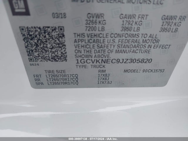 Chevrolet Silverado 1500 Wt 2018 1GCVKNEC9JZ305820 Image 9